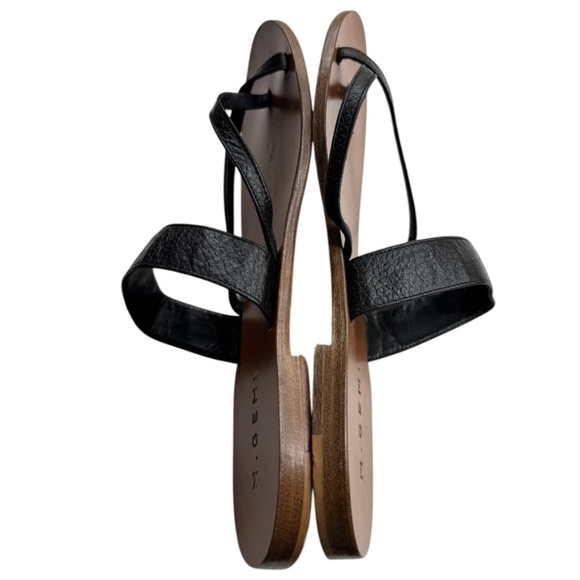 M. GEMI Medio Flat Black Leather Sandals - Picture 6 of 8
